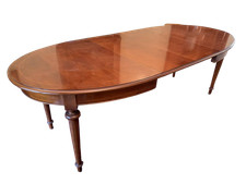 Tavolo ovale inglese allungabile in mogano con 2 allunghe