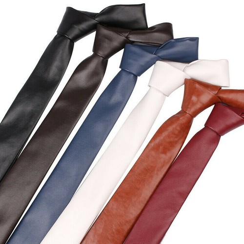 Mens slim leather - tie, flat