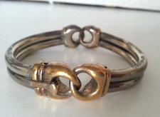 BRACCIALE VINTAGE IN ARGENTO LAMINATO CAVO MASSICCIO RIGIDO A MANETTA