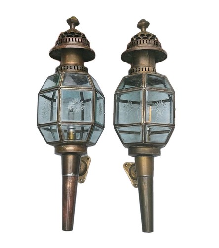 Brass electric carriage lamps - brass,
