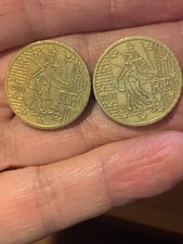 DUE monete 50 centesimi  Francia  RF  la seminatrice  emissione 2001 e 2002 RARE