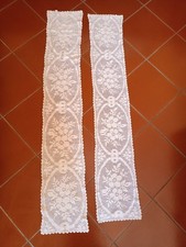 2 Centrino Uncinetto Bianco Cm 153x26, Cm 144x25 Puglia Totale Peso Gr 290 