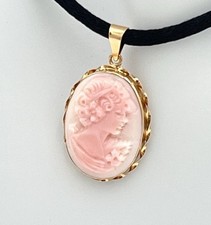 Cameo Pink Shell 20mm 14KT