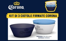 Kit Aperitivo Set 3 Ciotole in Ceramica Firmate Corona - Birra Corona