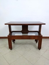 Tavolino Carrello Porta TV O Stereo Hi-fi Modernariato Anni 60 Legno E Vetro 