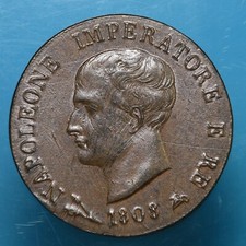 NAPOLEONE RE D' ITALIA SOLDO 1808 BOLOGNA RAME COIN SPL MONETE DA COLLEZIONE