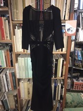 Abito da donna, lungo e nero con semi trasparenze. Elisabetta Franchi. Taglia 42