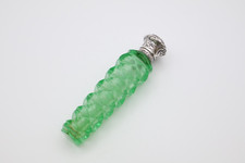 Bellissima antica bottiglia di profumo in vetro con tappo in argento sterling