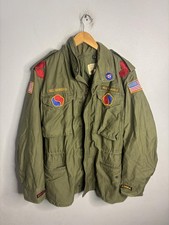 Giacca vintage Alpha Industries uomo piccola verde M65 field coat toppe anni 70