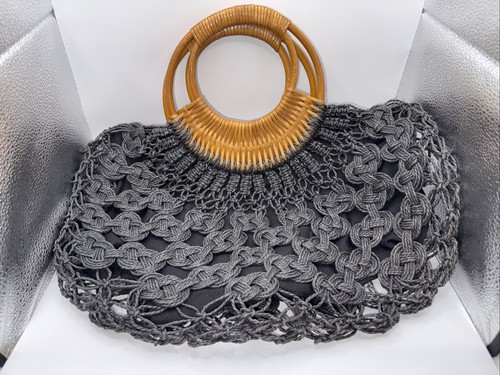 Borsa boho all uncinetto nera - borsa,