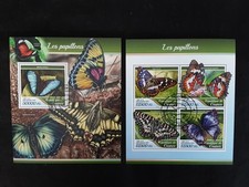 STAMPSALEX FARFALLE 2 FOGLIETTI a Tema ANIMALI MARIPOSA GUINEE papillons
