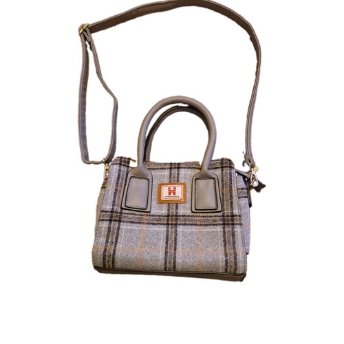 Borsa mano grigio tartan - a,