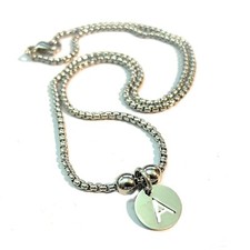 Collana con ciondolo iniziale A lettera in acciaio inox da uomo donna catenina