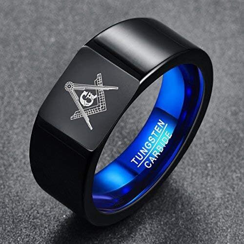 Anello uomo massonico nero blu - anello,