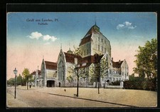 Cartolina Landau/Pf., parte di strada con sala delle feste 1916 