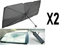 2X PARASOLE PER AUTO PARABREZZA ANTERIORE PIEGHEVOLE 130X77 OMBRELLO PORTATILE