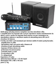 amplificatore integrato 2x40 W 2 ingressi con 2 casse e 2 microfono