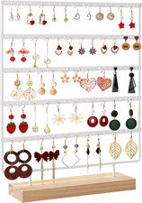 RUIBEIKE Porta-Orecchini Da 120 Posti Con Base Legno – Display 5 Livelli per Gio