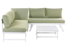 Set da Giardino in Alluminio 5 Posti 2 Divani verde e bianco e Tavolo Coccorino