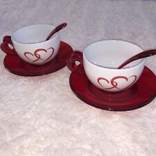 Guzzini Tazze Cappuccino con Manico Cuore Piattini e Cucchiai X2