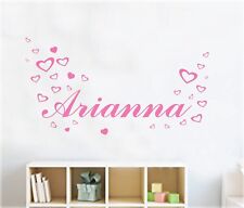 WALL STICKERS ADESIVI MURALI NOME PERSONALIZZATO BAMBINA CAMERETTA CUORI FIGLI