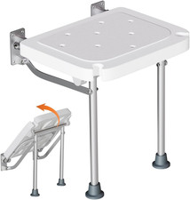 Sgabello Da Doccia Pieghevole a Parete, Sedile Doccia Alto 42 Cm, Con Piedini An