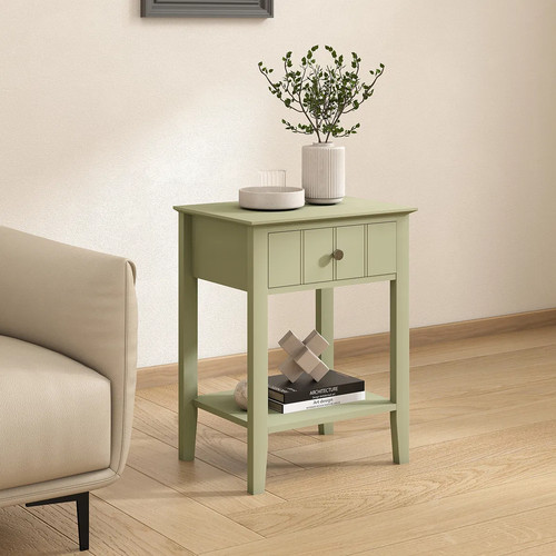 Comodino con cassetto - comodino, verde