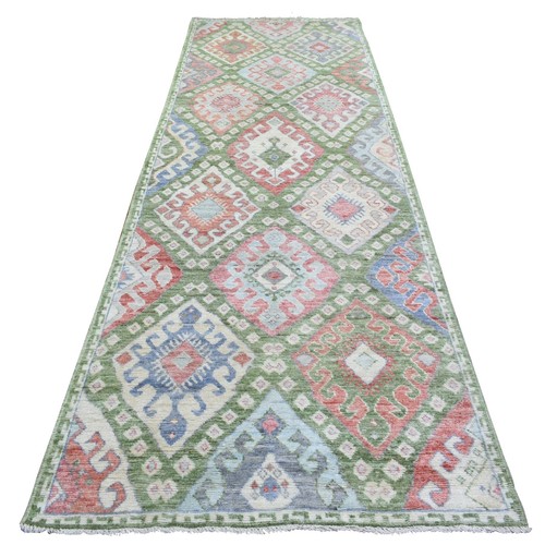 Tappeto runner lana annodato - , a