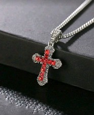 1 pz. Collana da uomo con pendente a croce in lega di zinco stile hip hop Croce