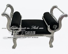 Dormeuse panca pompeana divano panchetta legno argento vellutino nero AL1891