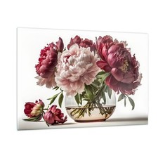 Quadro su Vetro 120x80cm Mazzo Di Fiori Vaso Peonie Stampe Moderni Murale