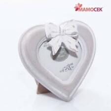 CORNICE Portafoto legno grigio tortora cuore fiocco 9,5cm bomboniera shabby