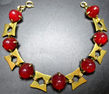 Bracciale antico francese rosso cupola alta proiettile cabochon