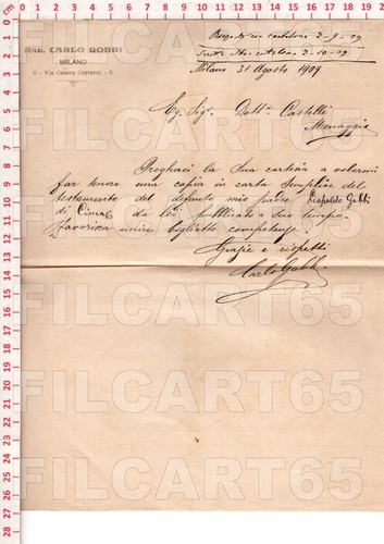 E7829 documento storico 1909 - documento,