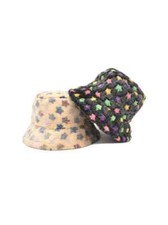 cappello pescatore bucket da donna pile pelliccia sintetica nero beige c155