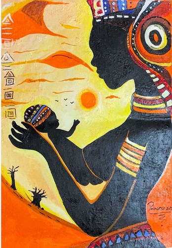 Dipinto tela madre africa - dipinto,