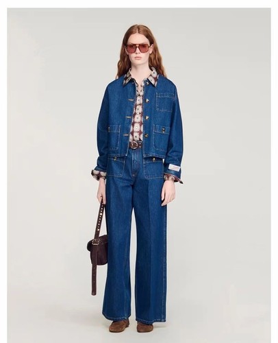 Sandro donna bavero perla blu