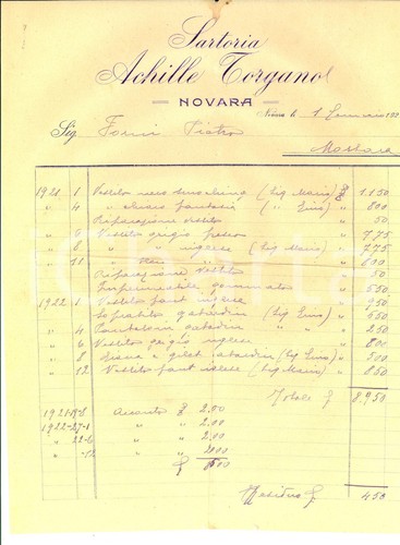 1925 novara sartoria - 1925, achille