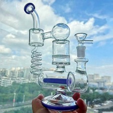 Bong in vetro spesso viola tubi acqua riciclatore impianto fumo con ciotola 14 mm