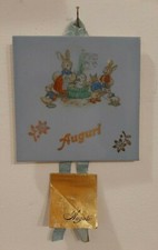 Antico Calendario CALENDARIETTO NASCITA BAMBINO, CERAMICA, 1953, CONIGLIETTI