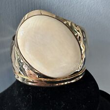 Bracciale Louis Booth Martellato Tono Oro Pietra Bianca Largo Designer Modernariato