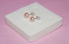 Orecchini donna in Argento 925 con Perle d'Acqua Dolce 6mm a Bottone punto luce