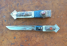 COLTELLO ANTICO TIBETANO TIBET PIETRE DURE PELLE LAMA OLD TIBETAN KNIFE