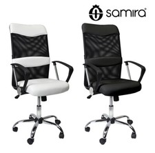 Poltrona operativa sedia da ufficio regolabile in tessuto-ecopelle mod. SIENA