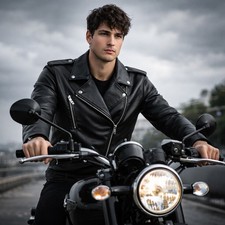 Giubbotto uomo ecopelle biker