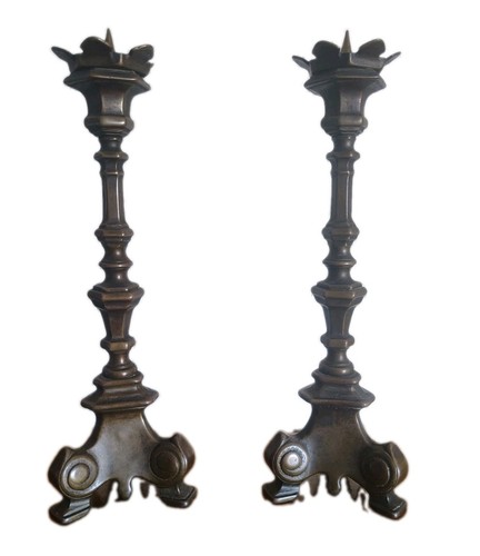 Coppia candelieri antichi - candelieri, a