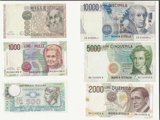 CARTAMONETA ITALIANA  del periodo repubblica -  gruppo di 6