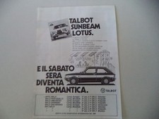 advertising Pubblicità 1981 TALBOT SUNBEAM LOTUS
