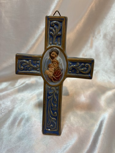 Croce ceramica dipinta mano - croce,