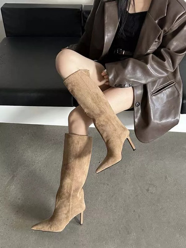 Stivali alti donna cachi - stivali,